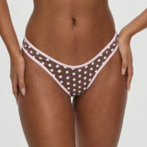 New! Frankies Bikinis Full Moon Bikini Bottom Brown Coco Dot Size S 1639